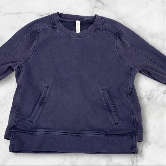 Lululemon Women size 8 Press Pause Crewneck Pullover Sweatshirt Navy - Picture 6 of 16